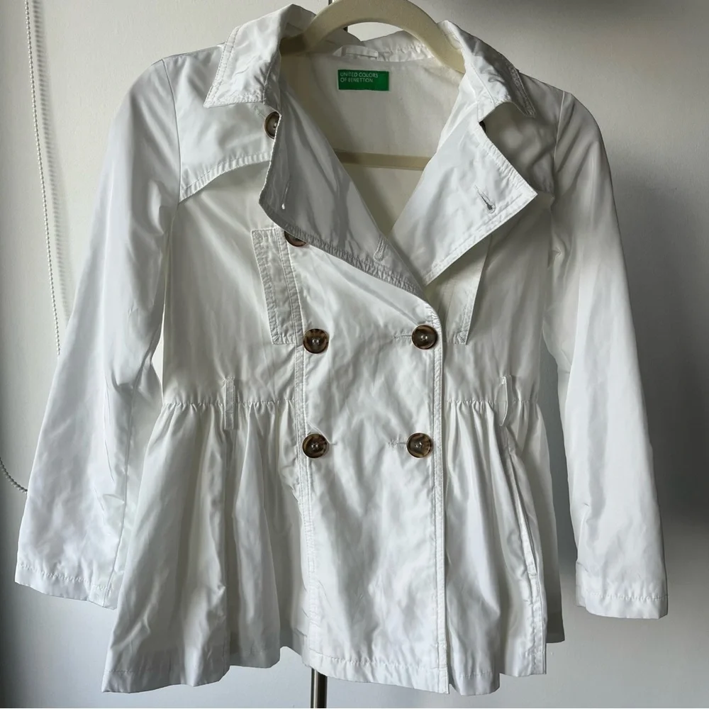 United Colors of Benetton classic double-breast white coat girls 8Y 9Y School